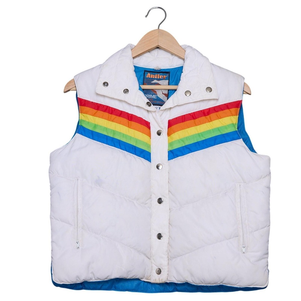 vintage 1970s vest Antler rainbow down 70s kelso ski winter